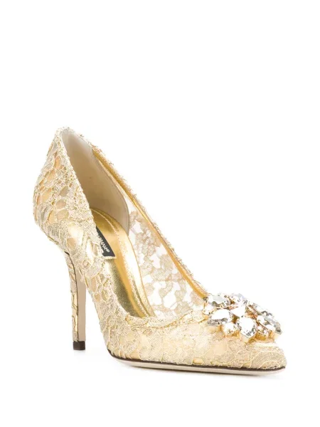 Nėriniuotos bateliai Dolce & Gabbana auksinė