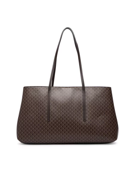 Calvin Klein Torebka Emblem Aop Medium Work Tote ciemny brązowy