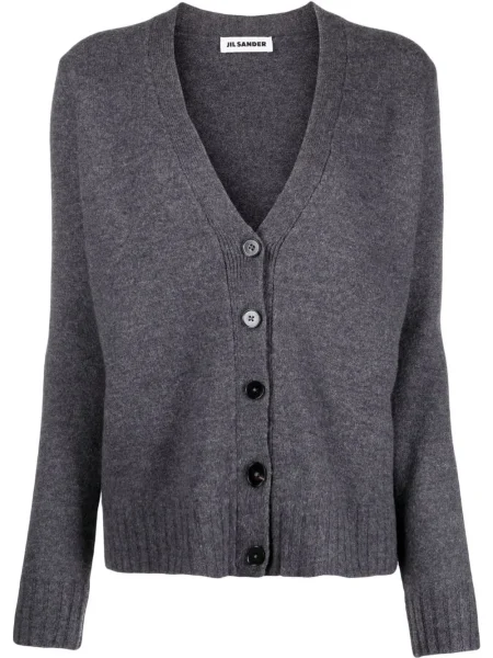 Cardigan Jil Sander de lână gri