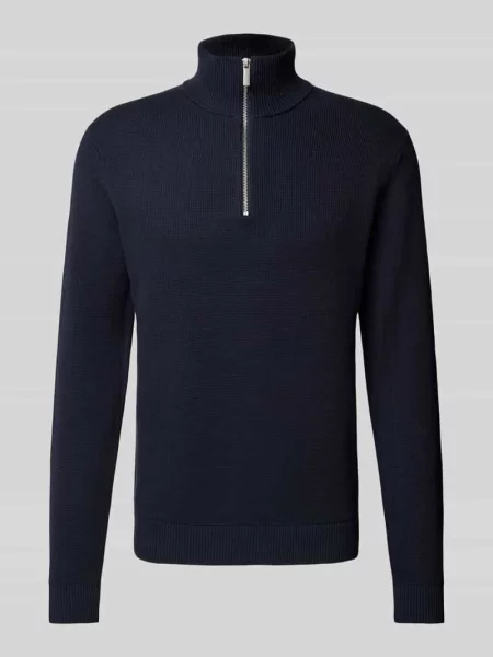 Bluza z kołnierzem o kroju regular fit z czystej bawełny model ‘DANE’ Selected Homme granatowa