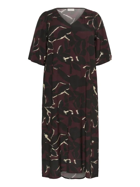 KAFFE CURVE Obleka Milana jagoda / črna bela