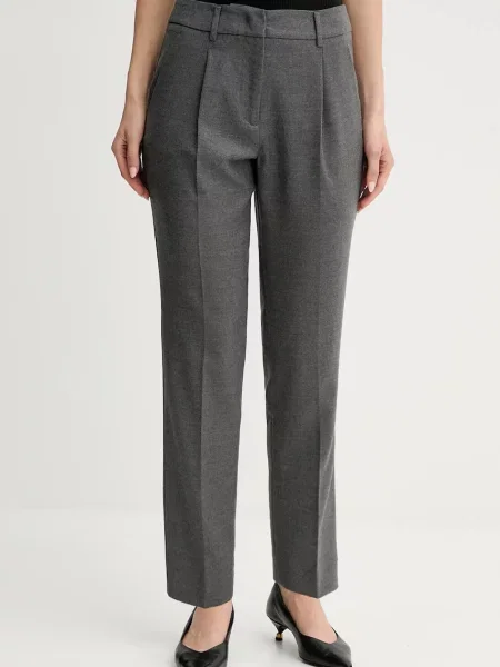 Weekend Max Mara spodnie z wełną CALDAIA fason chinos high waist szary