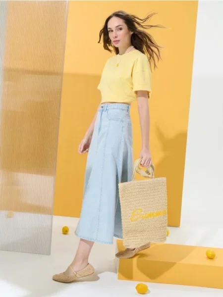 Плетена сумка-шопер кремовий