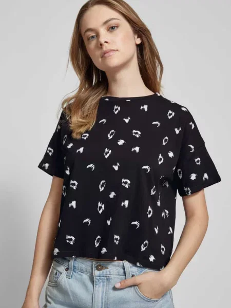 T-shirt we wzory na całej powierzchni Qs fioletowa