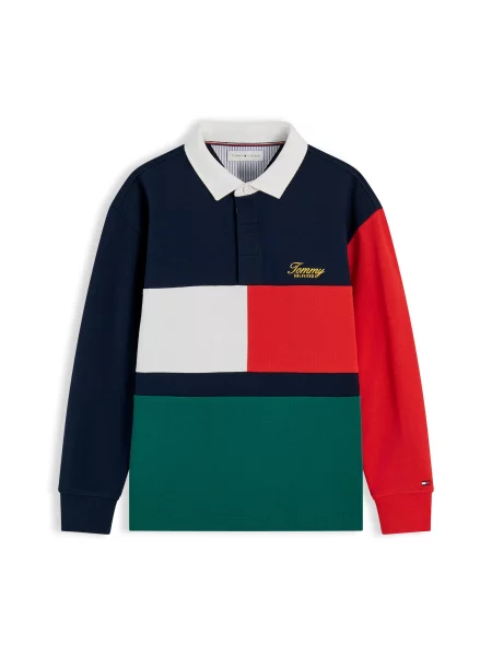 TOMMY HILFIGER Tricou bleumarin / verde închis / roșu intens alb