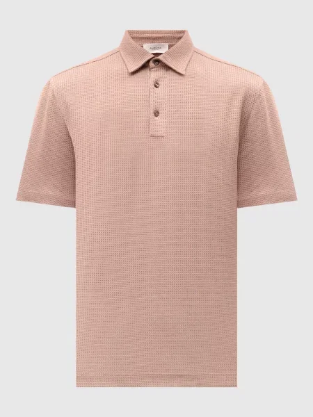 Поло з льоном та шовком у візерунок Agnona коричневе