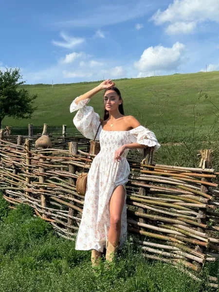 Макси платье Milirud софтшелл бежевое