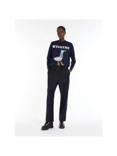 Spodnie Weekend Max Mara niebieskie