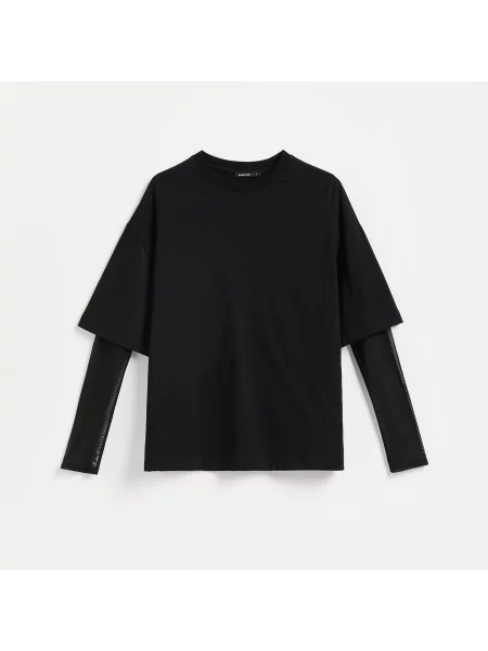 Reserved Oversized hosszú ujjú póló fekete