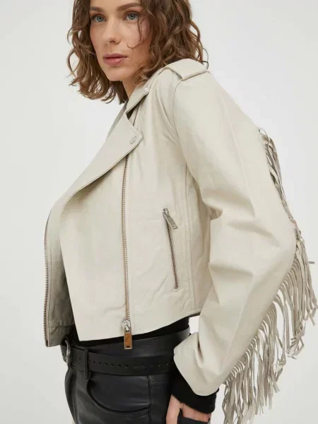 Bőrdzseki női átmeneti bézs