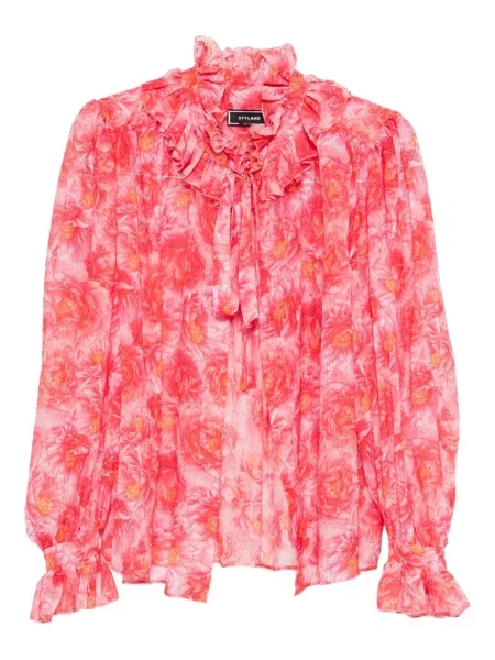 Bluză Styland cu model floral cu imagine roz