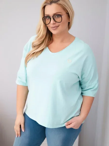 Блуза Kesi Włoski с V-образно деколте синьо