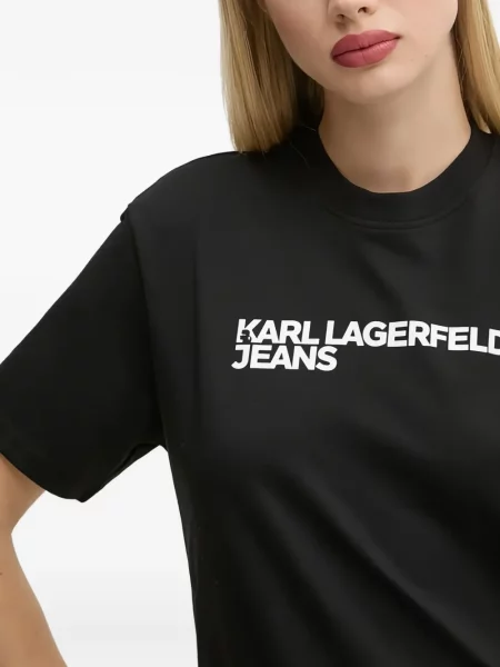 Μπλούζα Karl Lagerfeld Jeans με στρογγυλή λαιμόκοψη μαύρο
