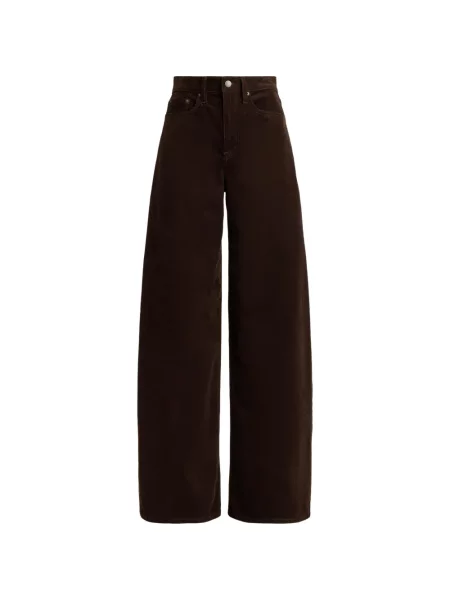 Pantaloni Lauren Ralph Lauren de catifea cord maro