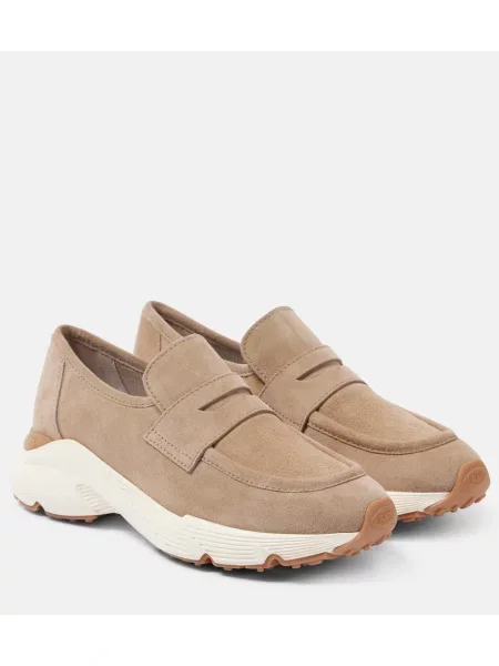Sneakerși Tod's din piele de căprioară bej