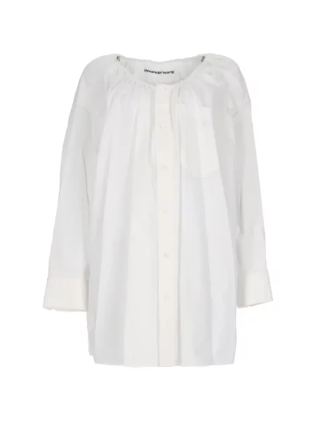 Rochie tip cămașă Alexander Wang cu volane alb