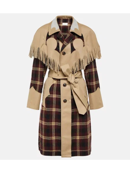 Trenčkot Maison Margiela z obrobami s karirastim vzorcem