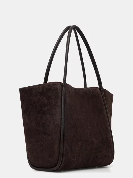 Answear.LAB geanta de mana din piele intoarsa maro