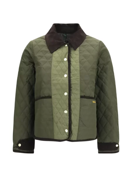 Geacă cu puf Barbour cu broderie verde