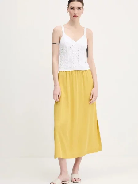 Спідниця United Colors of Benetton midi розкльошена жовтий