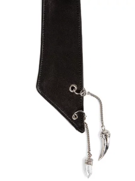 Кожена висулка Ann Demeulemeester връзки черно