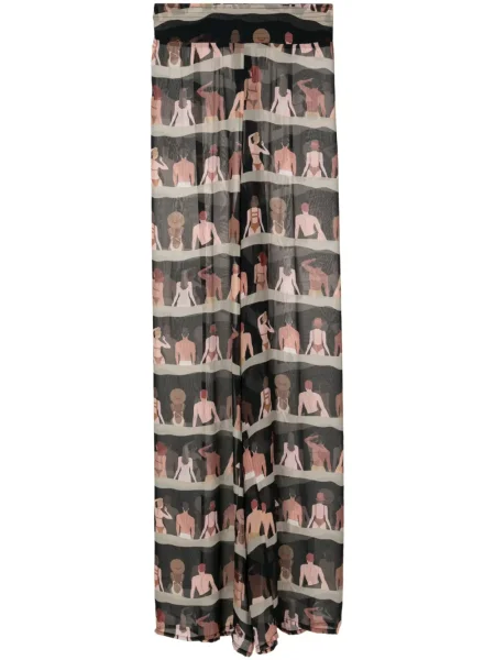 Pantaloni Amir Slama de mătase cu imagine negru