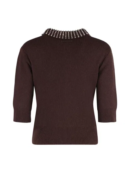 PINKO Swetry Kobieta S Sweter Polo z Dzianiny Prążkowanej brązowy