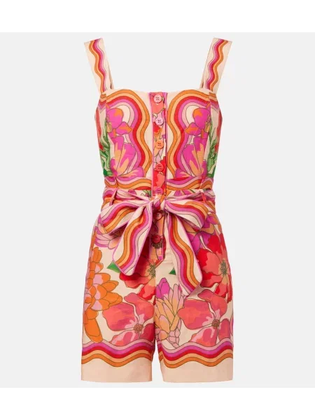 Lniany kombinezon Farm Rio z nadrukiem
