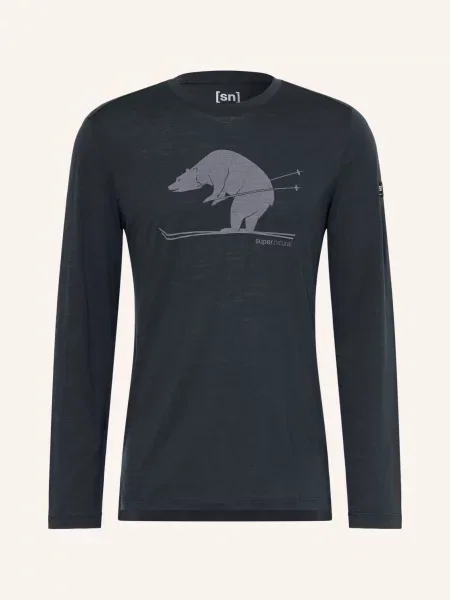 Super.Natural Koszulka Z Długim Rękawem Karl Z Wełną Merino blau granatowa