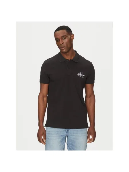 Calvin Klein Jeans Polo majica Monologo Regular Fit črna