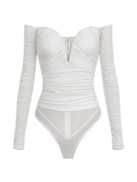 Body Elisabetta Franchi drapat alb