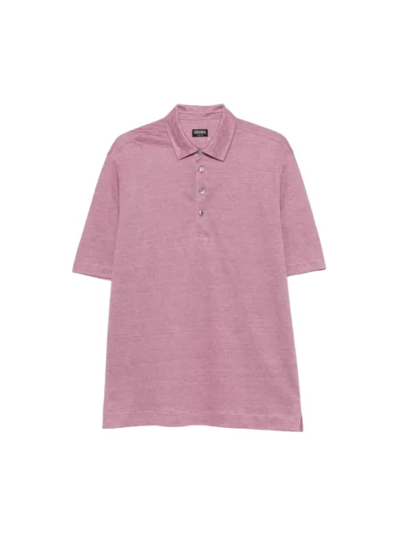 Lniana koszulka polo Zegna fioletowa