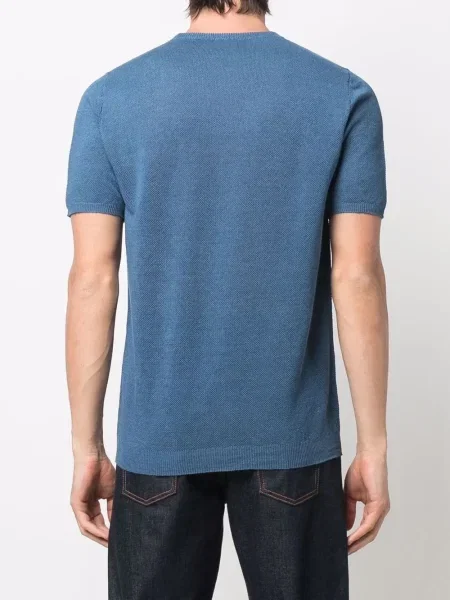 Tricou Roberto Collina cu decolteu rotund albastru