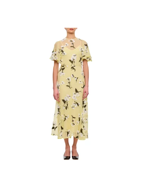 Wielobarwność sukienka koktajlowa Erdem z krótkim rękawem do kolan