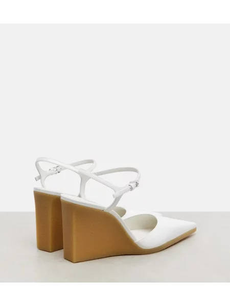 Pantofi cu toc Alaïa din piele cu pană de lac alb