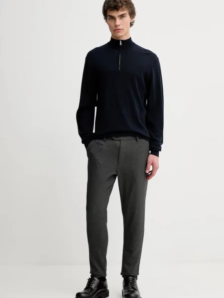 Les Deux sweter wełniany granatowy lekki z półgolfem