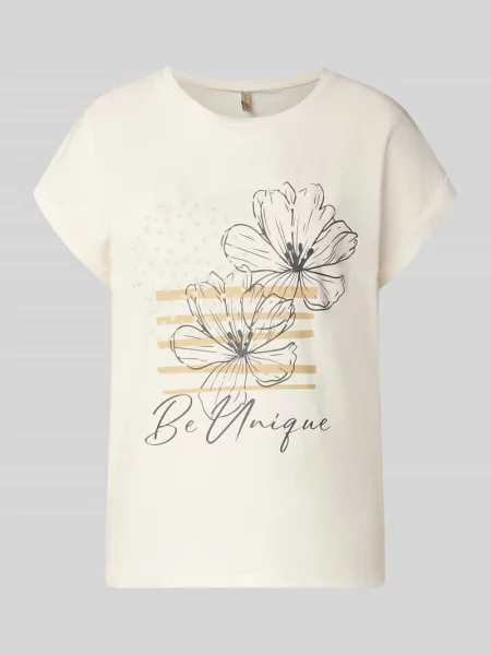T-shirt z przyszytą zakładką na rękawach model RINA' Soyaconcept