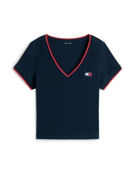 Tommy Jeans Tricou închis / roșu / alb albastru