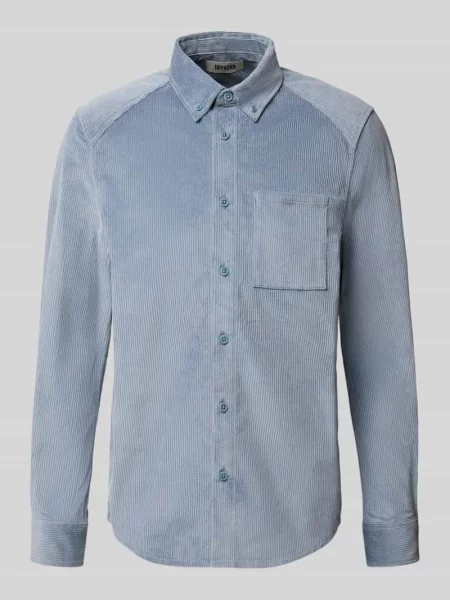 Koszula casualowa o kroju slim fit z sztruksu z kołnierzykiem typu button down Drykorn błękitna