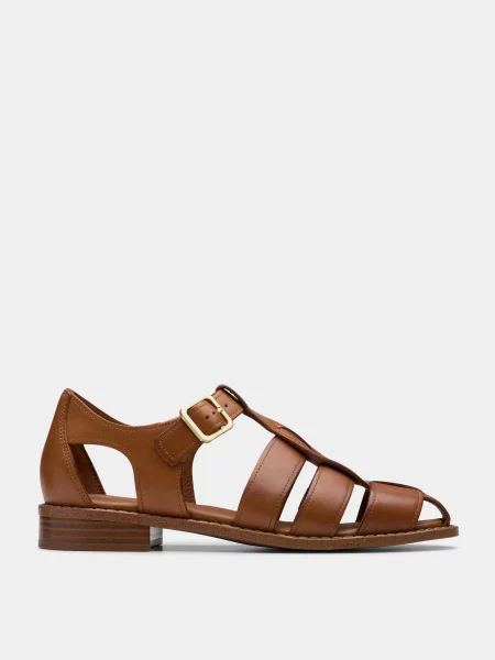 Шкіряні Босоніжки Clarks коричневий