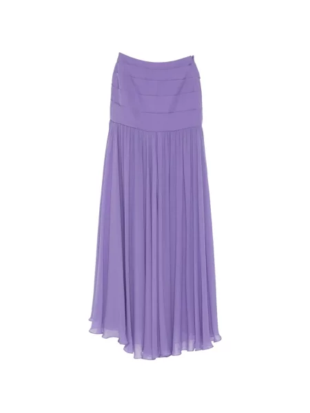 Fustă Elie Saab de mătase drapată violet