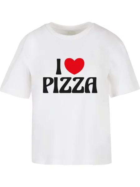 Miss Tee Tričko Pizza Love červená / černá bílá
