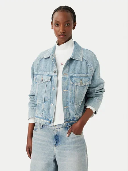 Calvin Klein Jeans Geacă de blugi deschis Boxy Fit albastru