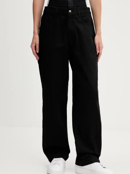 Adidas Originals pantaloni Firebird drept high waist negru