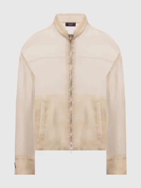 Куртка із шовку з брендовим патчем Peserico бежева
