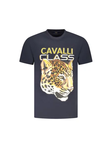 Krótka koszulka Cavalli Class z krótkim rękawem niebieska