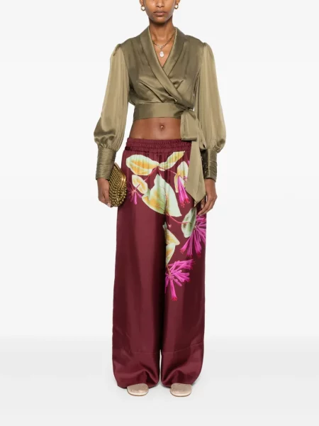 Pantaloni Pierre-louis Mascia cu model floral cu imagine roșu
