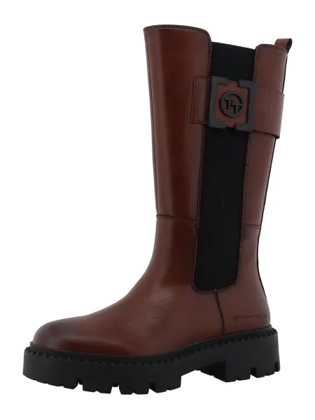 TOM TAILOR Kozačky hnědá černá