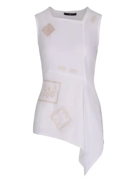 Top High asymetryczny biały