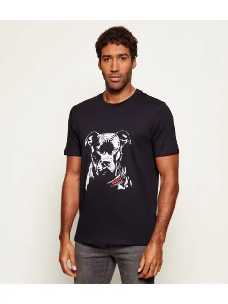 HUGO Tricou Dubrox roșu alb negru